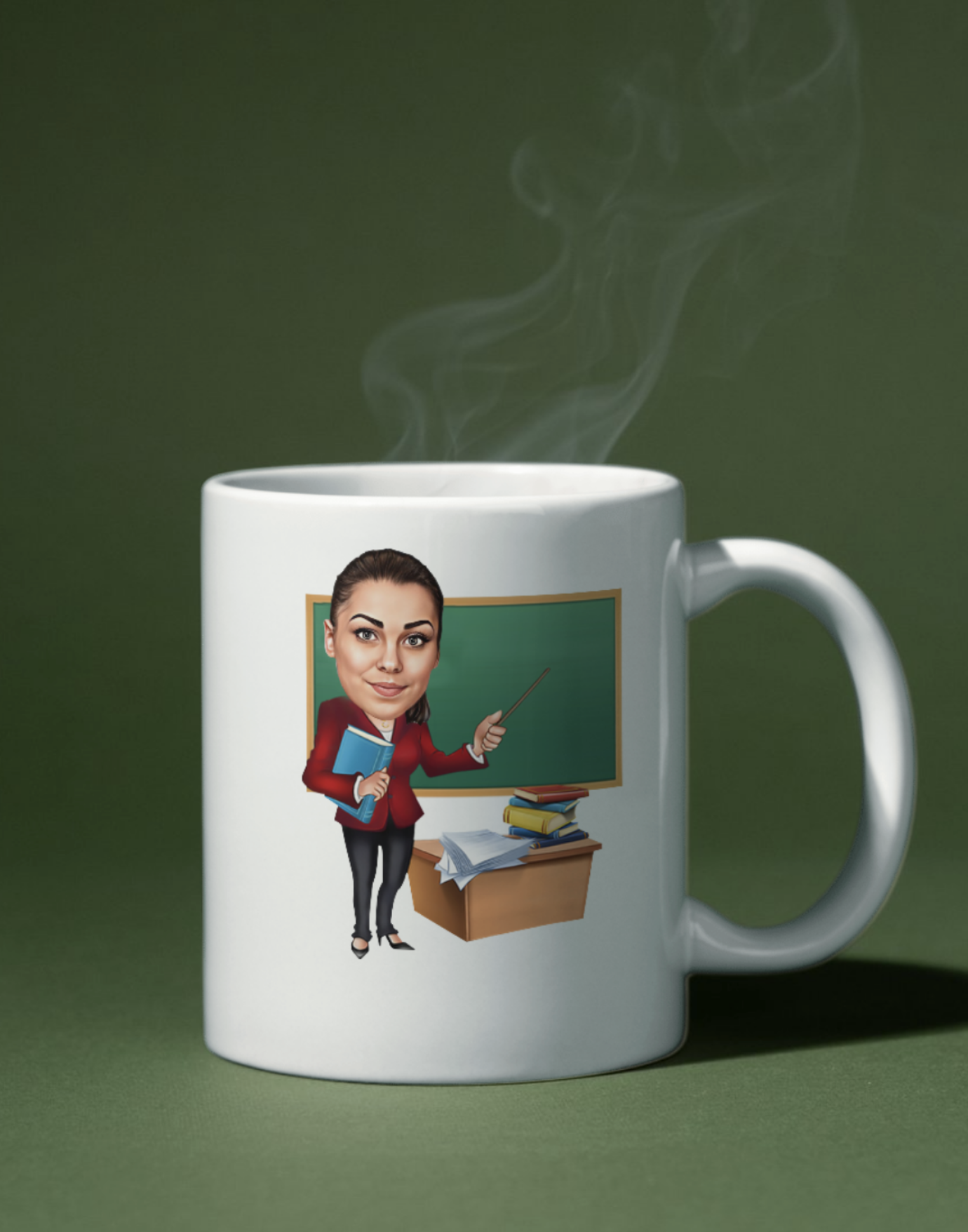 Kadın Öğretmen Karikatürlü Kupa Baskı Bardak