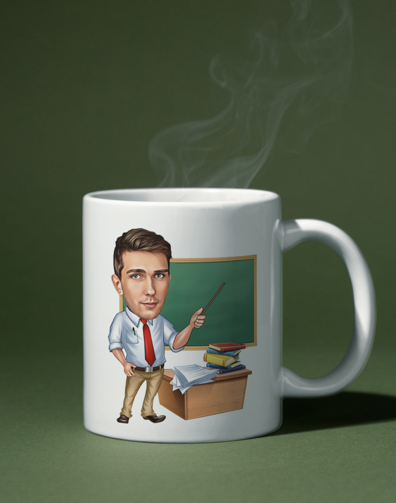 Erkek Öğretmen Karikatürlü Kupa Baskı Bardak