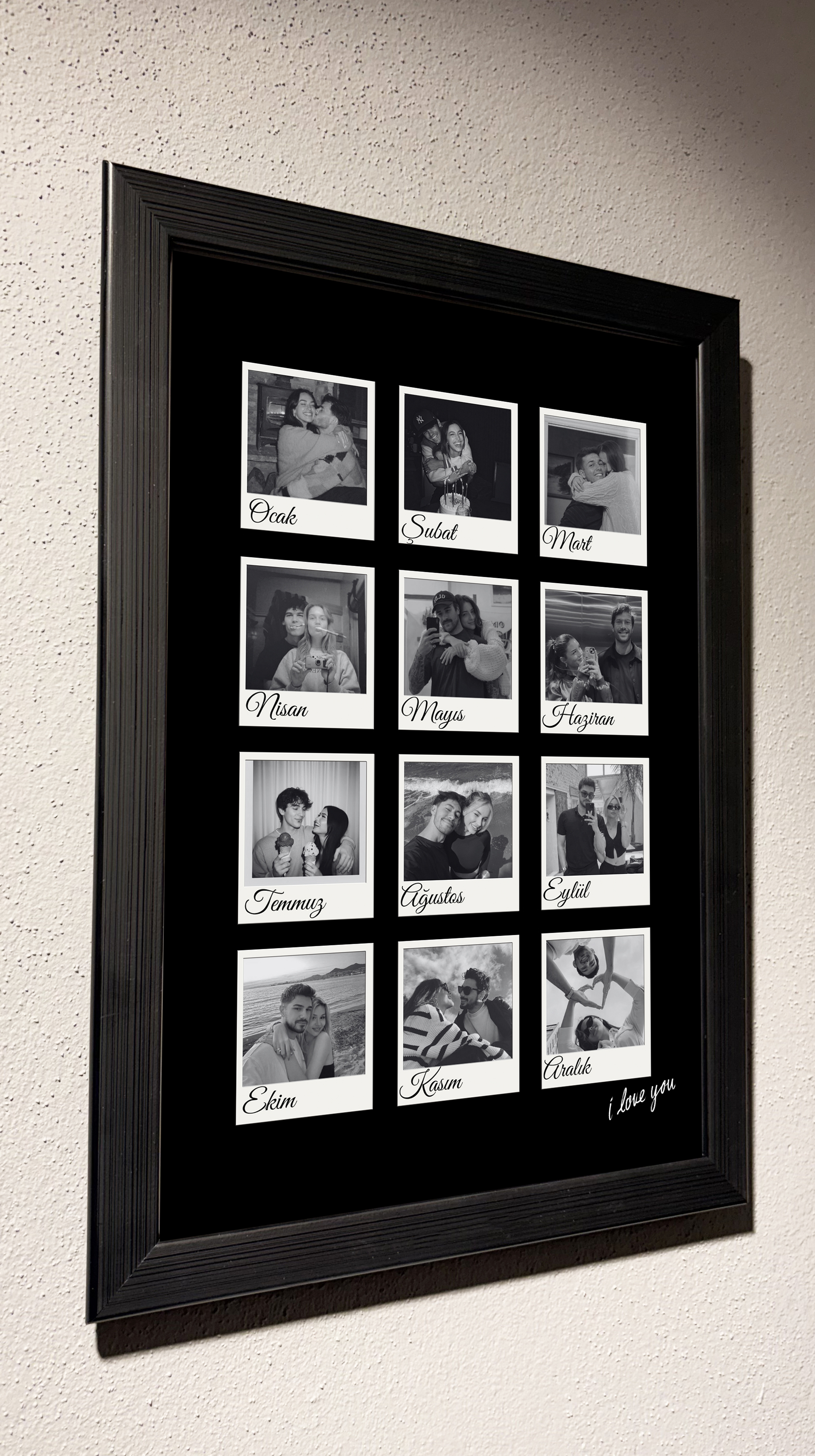 Her Aya 1 Fotoğraflı Kolajlı Siyah Çerçeve 20x30