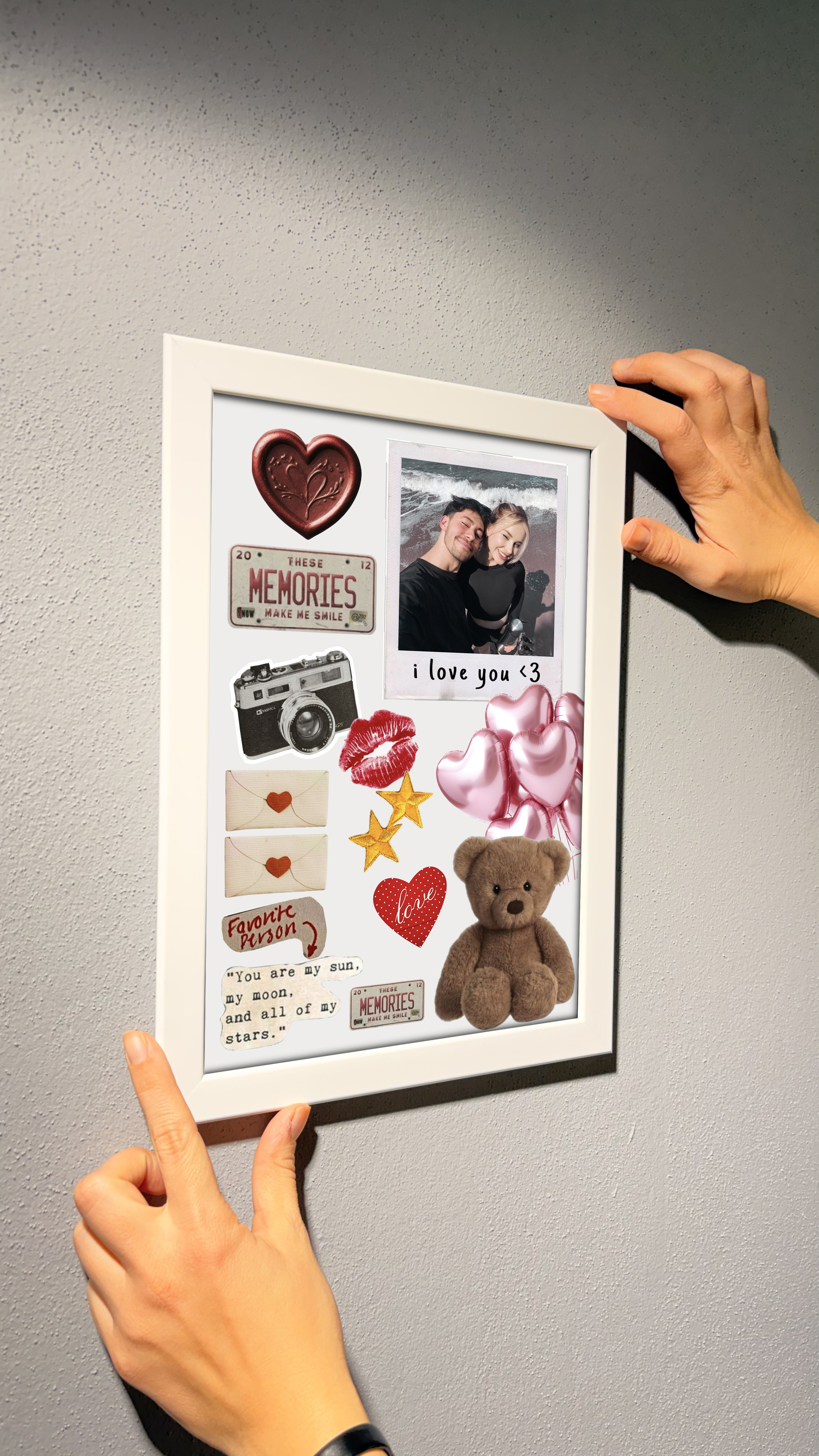 Sevgiliye Kolajlı Beyaz Çerçeve 20x30