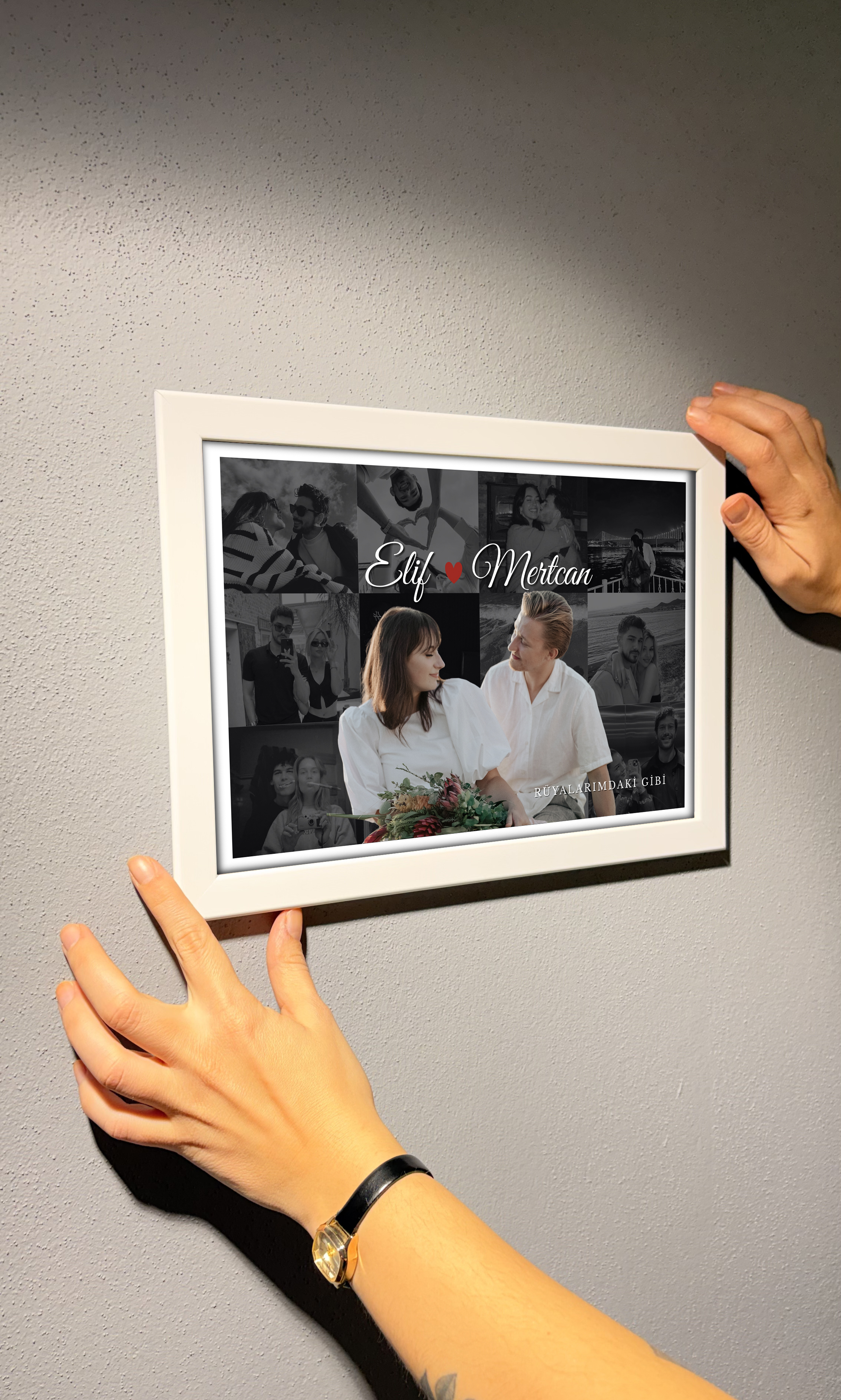 13 Fotoğraflı Sevgiliye Hediye Beyaz Çerçeve 20x30